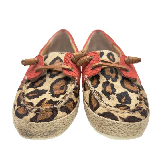 Sam Edelman | Women | Sebastian Leather Fur Leopard Slip On Boat Shoes | 6 M - Picture 4 of 13